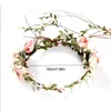 Decorative Flowers Rose Rattan Flower Adjustable Garland Headband Lightweight Wedding Wreath Beach Hair Accessories Bridal Headdress