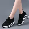 Casual Shoes Women Wedge Thick-Soled Sneakers Mesh Socks Outerwear Lace Up Breathable Comfortable Sports Zapatillas De Mujer