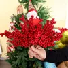 Decorative Flowers 10/1Pcs Artificial Red Berries Simulation Foam Berry Flower Bouquet DIY Garland Xmas Tree Ornaments For Year Table Decors