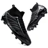 Children's Outdoor Football Boots Anti Slip AG TF Soccer Shoes Men's High Top Training Cleats Green Blue Black