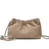 Hobo 2024 Trend Chain Armpit Bag Premium Cloud Pleated Cowhide Crossbody Golden Ball Women's