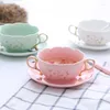 Tazas muy exquisitas tazón de café de cerámica muy exquisito té de cereza de alivio