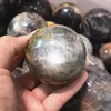 Figuras decorativas Bola de cuarzo de 6 cm Natural gris luna lunar cristal sphere gemstone orb curación para el hogar decoración del hogar