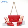 Dress Shoes 2024 Est INS Style Gold Color Elegant High Heels Nigeria Design African Ladies Matching Bag Set