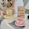 Kupalar severler kahve fincanı tabak seramik set sevimli kupa kız yüksek güzellik su ev kahvaltı süt içecek eşyaları