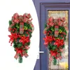 Dekoratif çiçekler canlı yeşillik sanatsal tasarım Noel çiçeği baş aşağı ağaç 2024 çelenk kapı asılı mükemmel tatil dekorasyon