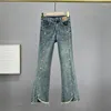 Dames jeans splitsen denim bootcut broek Spring High Taille Slim Slimming European Goods Riinestone Bell-Bottom Pants