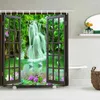 Duschgardiner badrum dekoration vattentät gardin fönster öppning landskap tryckt polyester hem med krok
