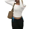 Kvinnors T-skjortor Kvinnor S SEXY OFF-SHOULDER T-shirt Casual Cutout Long Sleeve Crop Tops går ut Streetwear Clubwear