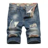 Jeans shorts för män casual mode färg lapptäcke shorts utomhus strand dagliga arbeten shorts vintage rak rippade denimshorts 240409