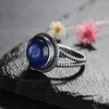 Cluster Anneaux Vintage Natural Round 10 mm Kyanite pour femmes 925 Sterling Silver Ring Fine Jewelry Party Party Giftary