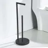 Towels Black Floor Standing Toilet Paper Holder Stainless Steel Paper Roll Holder Storage Rack Bathroom Standing Paper Towel Holder