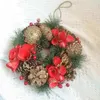 Dekorative Blumen Weihnachtskiefernkegel und Beeren Gold Red Wed Jahr Fenster Home Dekoration Weihnachten 2024