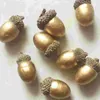Decorative Flowers 25 Pcs Golden Acorn Wedding Decor Mini Acorns Artificial Po Props Pine Cones Christmas Simulation