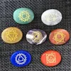 Decorative Figurines Natural Stone Seven Chakras Quartz Crystal Carved Oval Pendants For Jewelry Accessories