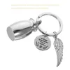 Guardacos Metal Key Ring Pet Ash Cabker Collar Mini Cremation Urnas Bagno de llavero Ornamento colgante Topeador de ángel no se desvanece