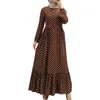 Etnische kleding Ramadan Moslimvrouwen Polka Dot Maxi Dress Retro Vintage Abayas Dubai Turkije Kaftan Saoedi -Arabisch Robe Marocain Jalabiya