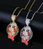 69 Saw Doll Head Mask Pendant Necklace Iced Out Cubic Zircon Hip Hop Gold Silver Color Men Women Charms Chain Jewelry9514200