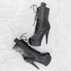 Dansschoenen laijianjinxia 15cm/6inch pu bovenste dames platform feest hoge hakken moderne laarzen paal 016