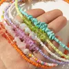 Etnisk Instagram -stil oregelbunden kristall turkos krage kedja personlig färgad rispärla choker halsband trendig kvinna