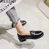 Buty swobodne buty kostki mokasyna Koreańska moda skórzana Lolita Oxford do poślizgu na czarno