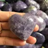 Figurine decorative in pietra naturale Lepidolite Crystal Heart Love Pothor Chakra Energy Wicca Cristalli viola e pietre Guarigione spirituale