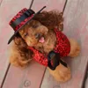 Hundkläder Leopard Print Pet Cape Funny Outfits With Bow Tie Justerbar hatt för katter och hundar Perfekt Halloween Attraktiv kostym