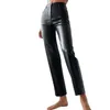 Pantalon de cuir PU noir PU sexy et énervé et énervé avec une taille haute et un ajustement confortable parfait pour les occasions décontractées ou formelles