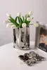 Vaser lätt lyxig elektroplätering silver vas dekoration kreativt hem vardagsrum soffbord vin skåp modell keramisk dekor
