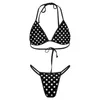 Kvinnors badkläder svart vit polka dot mikro bikini baddräkt klassiska fläckar tryck damer eleganta bikinis set 2 stycken push up beachwear