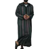 Vêtements ethniques 2024 patchs islamiques arabes pour hommes à capuche à rayures à rayures Musulman Robe d'automne Streetwear occasionnel