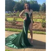 Parti Elbiseleri Sunnybridal Seksi Yeşil Kadife Uzun Deniz Kızı Prom 2024 Siyah Kızlar İçin Straplez Kristaller Yüksek Bölünmüş Resmi Gowns