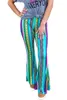 Женские брюки 2024 Высокая талия Flare Женщины весенний цветочный принцип упругие плотные прямые брюки уличная одежда повседневная йога бегуны йоги