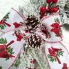 Fleurs décoratives Couronnes de Noël pour porte d'entrée Garland rouge et blanc avec pine Cone Bird Bo Spiet Home Decor Farmhouse Mur