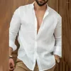 Mäns casual skjortor Stylish Collar Down Long Sleeve Tops Blus Shirt for Beach (storlek M 2xl flera färger)