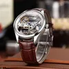Relógios de pulso Ailang Moda Skeleton Men Watch Mechanical Watch Luxury Personalizado Dial transparente Design Strap de couro 30m RELOJ RELOJ