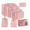 Storage Bags 7/8/9pcs Set Travel Organizer Suitcase Packing Cases Portable Luggage Clothes Shoe Tidy Pouch