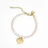 Strand French Natural Natural Doater Pearl for Women Daily Bracelet polyvalent Bracelet Scarbed Heart en forme de mariage Cadeau de bijoux charmants