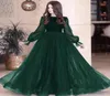 Темно -зеленая платья на выпускной конкурс 2021 Скромное модное с длинным рукавом вечернее платье платье с кружевными без спины на заказ 3240742