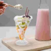 Disposable Cups Straws 340 Ml Ice Cream Container Clear Cup Mousse Crystal Pudding Mini Parfait