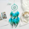 Decorative Figurines Christmas Bluefeather Handwoven Wind Chimes Dream Catcher Pendant Gift Party Decoration Hanging Decorations