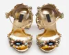 2021 Ladies Diamond Pearl Embroider 14cm Chunky High Heel Sandals 3cm Flatform Open Peeptoes European American8358098