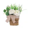 Fiori decorativi cestino appeso ghirlanda artificiale Hydrangea Rattan Floro Bowknot per finestra da esterno interno