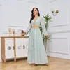 Ropa étnica Eid Marruecos Muslim Party Vestido Abaya para mujeres Dubai dorado de lujo vestidos largos islámicos cinturón kaftan toures vestidos abayas