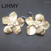 Orecchini a pennaglie Ljhmy grande fiore di perle per le donne Dichiarazione di gioielli da donna alla moda grande orecchino