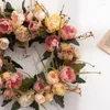 Dekorativa blommor konstgjorda siden Peony Flower Wreath Simulation Garland Dörrdekoration Bröllopsfönster Layout Pografi Props Floral