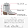 Fashion Womens GOGD 395 Shiny Ankle Rhinestone Shoes Slip-on Sexy Party Western Cowboy Boots Designer 240407 a