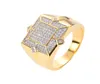 CZ Rings For Mens Geometric Hip Hop Gold Silver Plated Jewelry Iced Out Full Diamond Bling Bling Ring Hip Hop Jewelry2782996