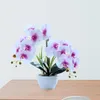 Decorative Flowers 14 Heads Artificial Butterfly Orchid Potted Bonsai Fake Plants Pography Prop For Living Room Home Party Decoration