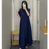 Party Dresses Women's Short Sleeve Dress Straight Solid Color Casual Female Round Neck Midi Robes 2024 Summer